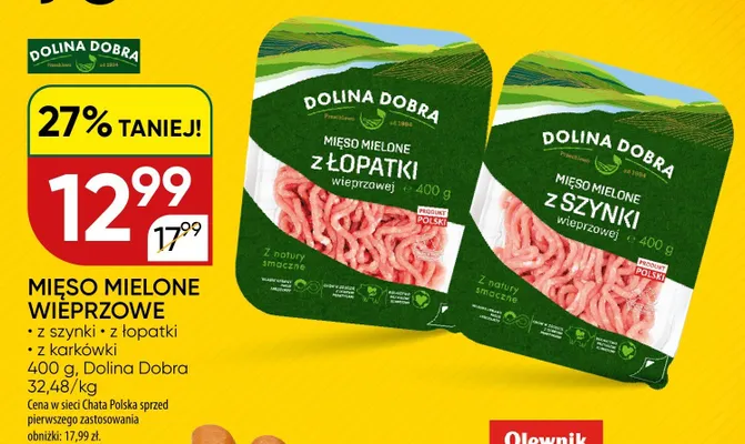 Mięso mielone wieprzowe z karkówki Dolina Dobra promocja w Chata Polska