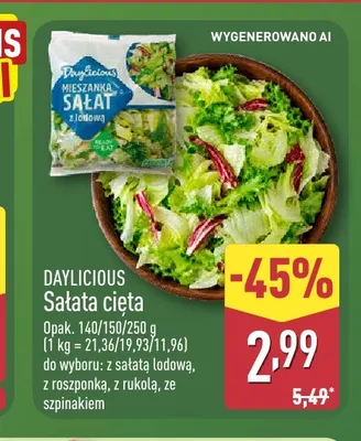 Sałata cięta ze szpinakiem Daylicious promocja w Aldi