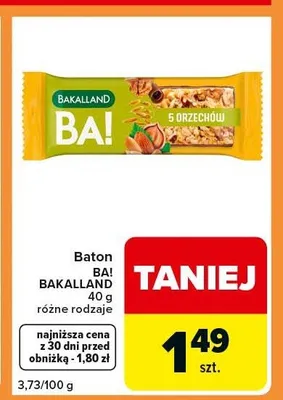Baton BA! 5 orzechów Bakalland 40g promocja w Carrefour Express