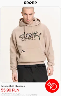 Beżowa bluza z kapturem Cropp promocja w Cropp