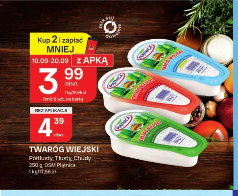 Twaróg wiejski półtłusty Piątnica promocja w Chorten