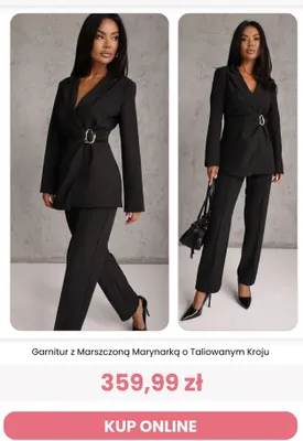 Garnitur z marszczoną marynarką o taliowanym kroju Renee promocja w Renee