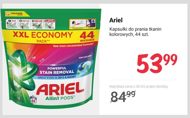 Kapsułki do prania tkanin kolorowych Ariel Allin1 Pods promocja w Rossmann