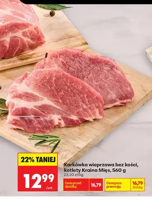 Karkówka wieprzowa bez kości kotlety Kraina Mięs promocja w Biedronka