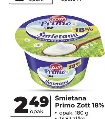 Śmietana Primo Zott 18% promocja w Odido