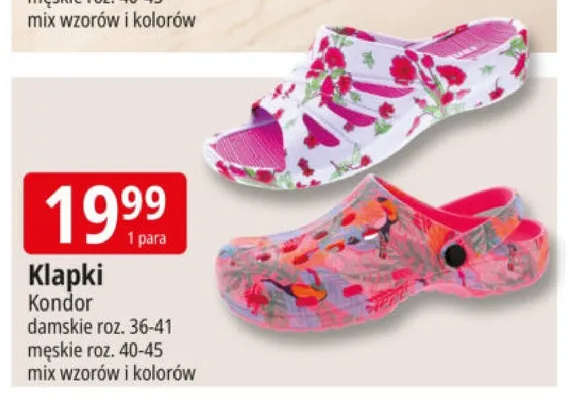 Klapki Kondor damskie roz. 36-41 męskie roz. 40-45 promocja w Leclerc