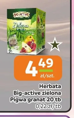 Herbata ekspresowa zielona Big-Active Pigwa i Granat promocja w Społem Częstochowa