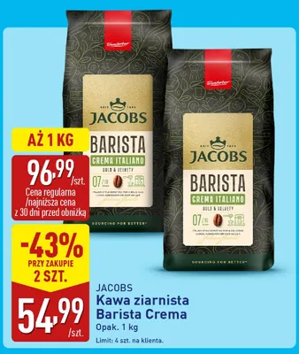Kawa ziarnista Jacobs Barista Crema promocja w Aldi