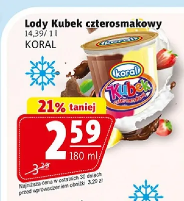 Lody Kubek czterosmakowy promocja w Prim Market