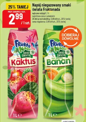 Napój niegazowany smaki świata Fruktonada Zielony Banan promocja w POLOmarket