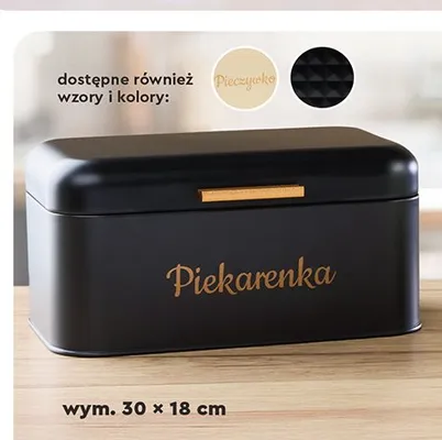 Chlebak ze stali malowanej proszkowo czarny 30x18 cm promocja w Biedronka