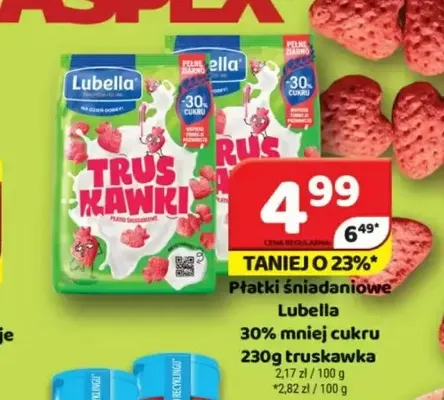 Płatki śniadaniowe Lubella 30% mniej cukru truskawka promocja w Delfin