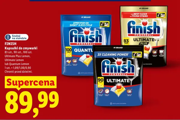Kapsułki do zmywarki Finish Quantum Lemon promocja w Lidl