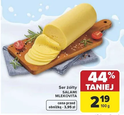 Ser żółty Salami mlekovita promocja w Carrefour