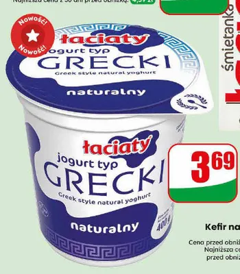 Jogurt typu greckiego naturalny Łaciaty promocja w Dino