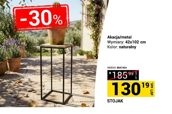 Stojak akacja/metal 42x102 cm naturalny promocja w Merkury Market