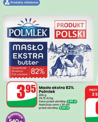 Masło ekstra Polmlek 82% promocja w Dino
