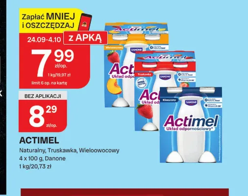 Actimel naturalny 4-pak Danone promocja w Chorten