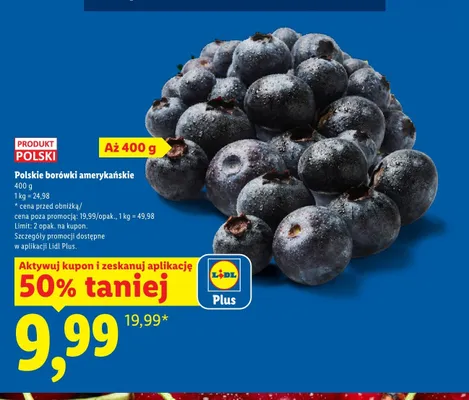 Borówki amerykańskie polskie promocja w Lidl