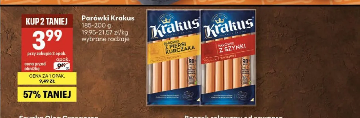 Parówki Krakus promocja w Delikatesy Centrum