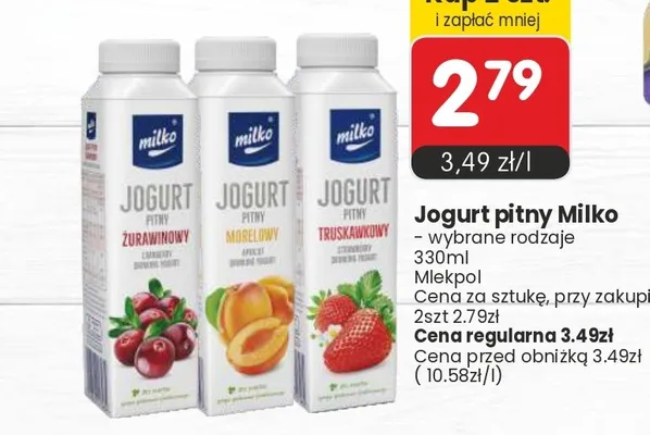 Jogurt pitny żurawinowy Milko promocja w Market Point