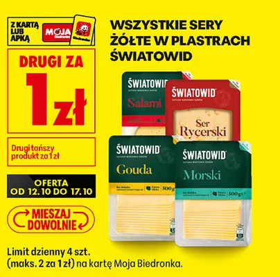 Ser żółty w plastrach Gouda Światowid promocja w Biedronka