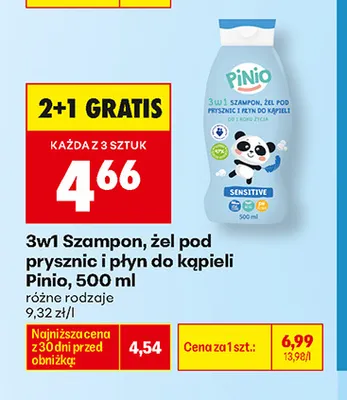 3w1 Szampon, żel pod prysznic i płyn do kąpieli Pinio promocja w Biedronka
