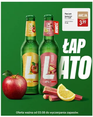 Piwo smakowe Lech Apple Lemongrass promocja w Aldi