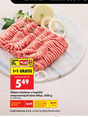 Mięso mielone z łopatki wieprzowej Kraina Mięs promocja w Biedronka