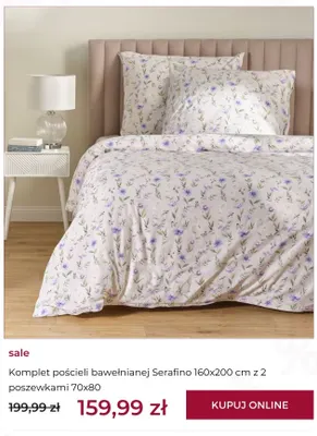 Komplet pościeli bawełnianej Serafino 160x200 cm z 2 poszewkami 70x80 promocja w home&you