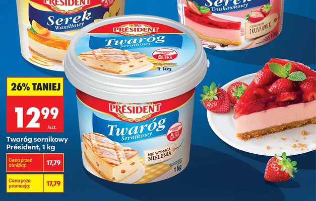 Twaróg sernikowy Président promocja w Biedronka