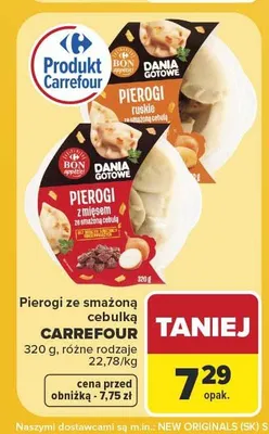 Pierogi z mięsem ze smażoną cebulą Carrefour promocja w Carrefour