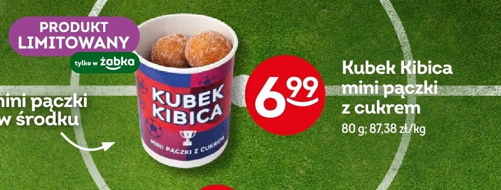 Mini pączki z cukrem Kubek Kibica promocja w Żabka
