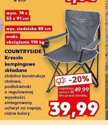 Krzesło kempingowe składane Countryside promocja w Kaufland