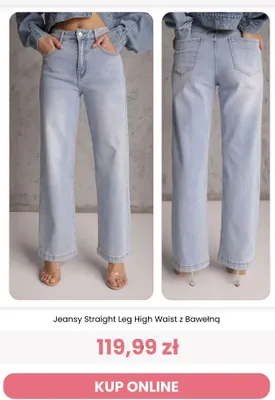 Jeansy Straight Leg High Waist z bawełną Reneé promocja w Renee