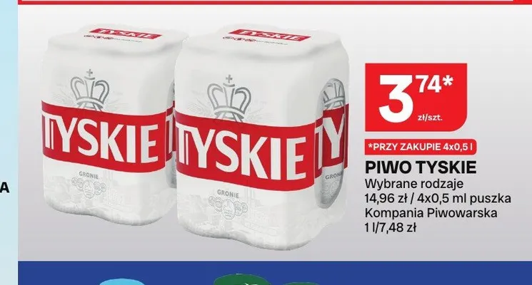 Piwo Tyskie Gronie 4-pak 500 ml promocja w Chorten