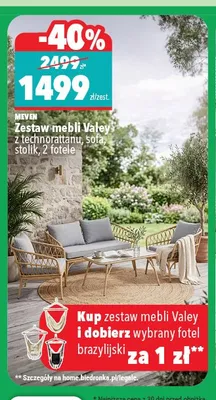 Zestaw mebli ogrodowych Meven Valey z technorattanu promocja w Biedronka Home