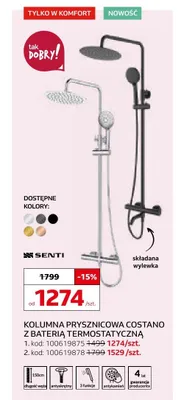 Kolumna prysznicowa z baterią termostatyczną Senti Costano promocja w Komfort