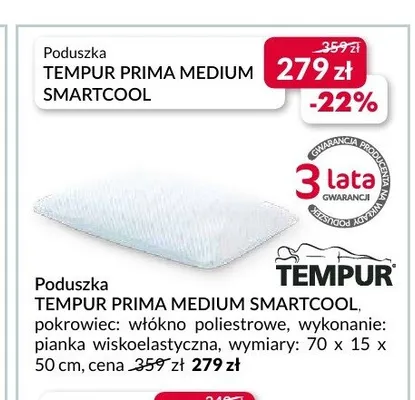 Poduszka Tempur Prima Medium Smartcool promocja w Salony Agata