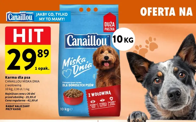 Karma dla psa Canaillou Miska Dnia z wołowiną promocja w Intermarche