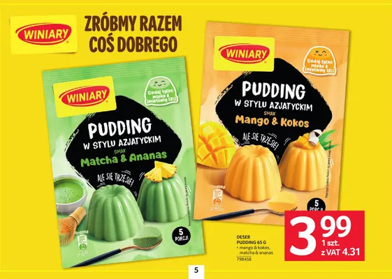 Deser pudding mango & kokos Winiary promocja w Selgros