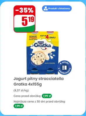 Jogurt pitny stracciatella 4x155 g promocja w Dino