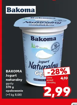 Jogurt naturalny gęsty Bakoma promocja w Kaufland