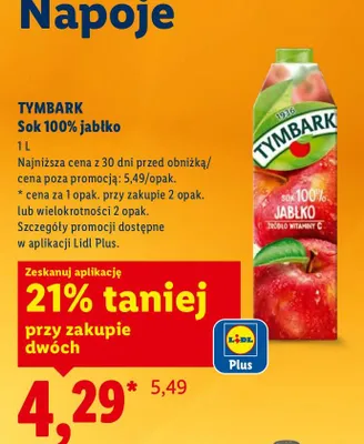 Sok 100% jabłko promocja w Lidl