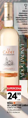 Wino białe Le Cadet de Labastide Comte Tolosan półsłodkie promocja w Intermarche