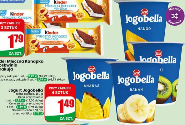 Jogurt Jogobella ananas Zott promocja w Dino