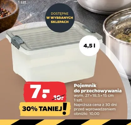 Pojemnik do przechowywania 4,5 l 27x18,5x15 cm promocja w Netto
