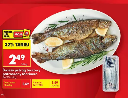 Świeży pstrąg tęczowy patroszony Marinero promocja w Biedronka