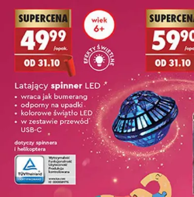 Latający spinner LED Elefun promocja w Biedronka