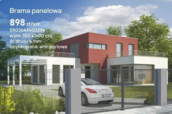 Brama panelowa ocynkowana antracytowa promocja w Castorama